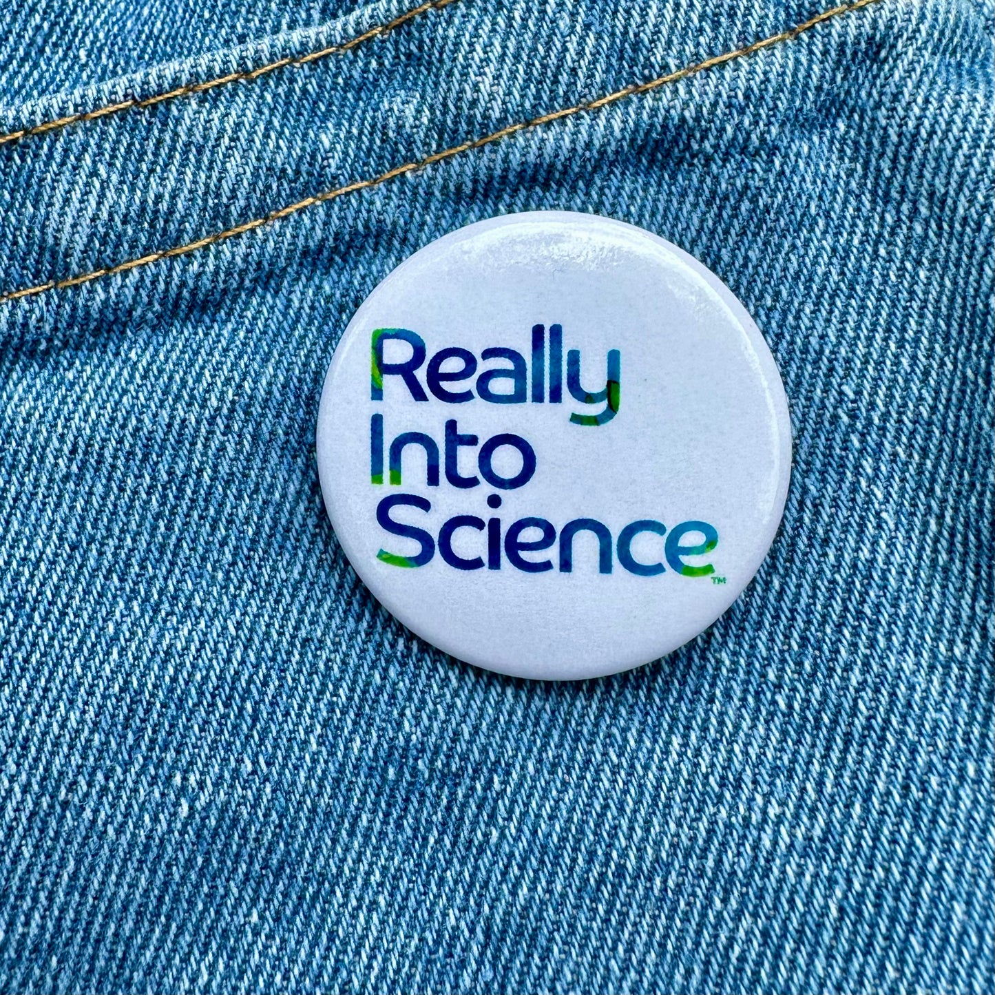 Really Into Science - Button Pin - White