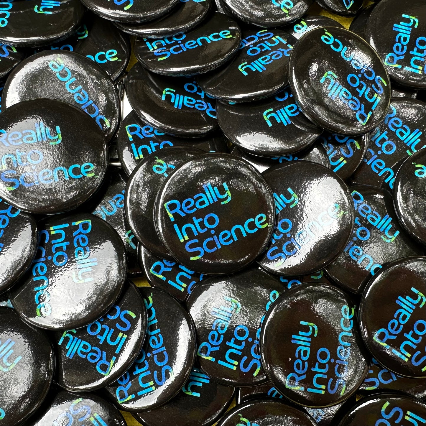 Really Into Science - Button Pin - Black